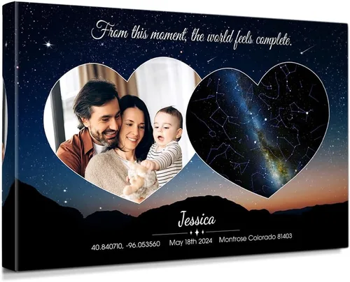 Miniatura 44 de IPIC - Tiernas mareas, ilustraciones personalizadas con nombres y fecha, regalo de amor para aniversario, boda, cumpleaños y vacaciones. 12#P (24x16)