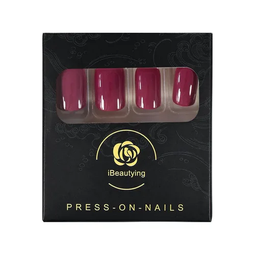 Miniatura 6 de Uñas postizas a presión suaves de color rojo morado oscuro, uñas postizas de color morado oscuro, uñas postizas reutilizables con acabado de gel UV