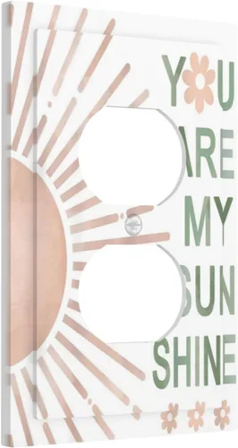 Miniatura 2 de Cubiertas de Placas de Pared Dúplex Individual con Sol Minimalista Moderno de Palabras Inspiradoras Abstractas Boho, Cubierta de Interruptor de Luz