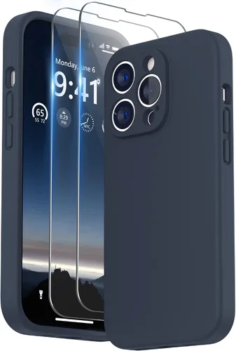 Miniatura 14 de SURPHY Funda diseñada para iPhone 14 Pro con protector de pantalla, (protección de cámara y forro de microfibra suave), funda de silicona líquida