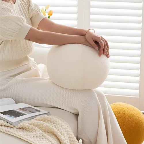 Miniatura 4 de Almohada de Bola de 11.8 Pulgadas, Almohadas Redondas Nórdicas de Lanzar Bouclé, Almohada de Bola con Forma de Esfera, Almohada Decorativa Redonda
