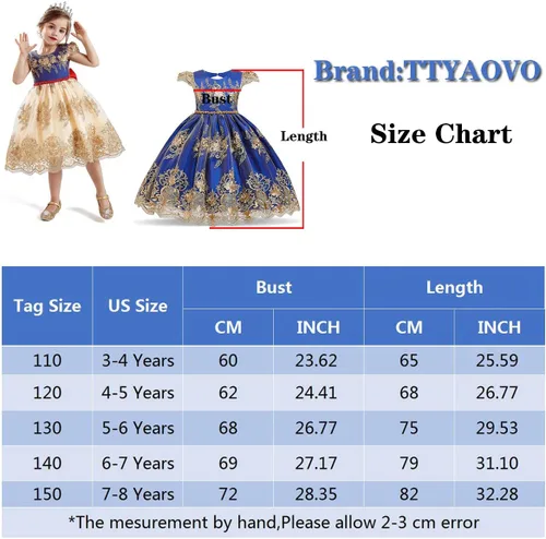 Miniatura 3 de Vestidos de flores para niñas TTYAOVO. Vestido para bodas de princesa para niñas pequeñas.