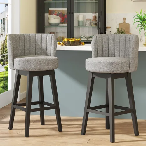Miniatura 15 de COCO DESIGN - Juego de 2 taburetes de bar giratorios, 24" de altura del asiento, taburetes de bar de estilo moderno de mediados de siglo