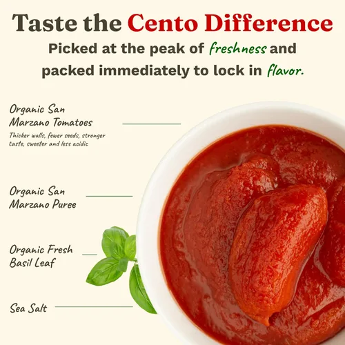 Miniatura 3 de Cento Tomates enteros orgánicos certificados San Marzano pelados de 28 onzas (paquete de 6), tomates ciruela enlatados en puré grueso con albahaca