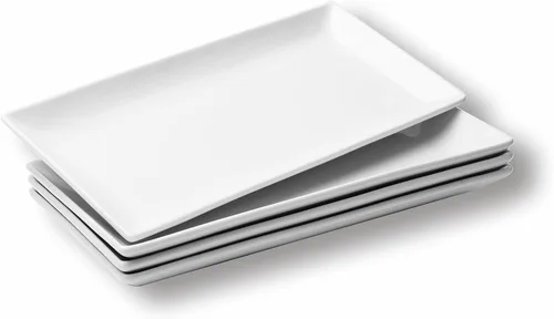 Miniatura 12 de WishDeco Juego de 6 platos rectangulares pequeños, platos blancos de 9 pulgadas, platos de cerámica para sushi, platos de servir para aperitivos