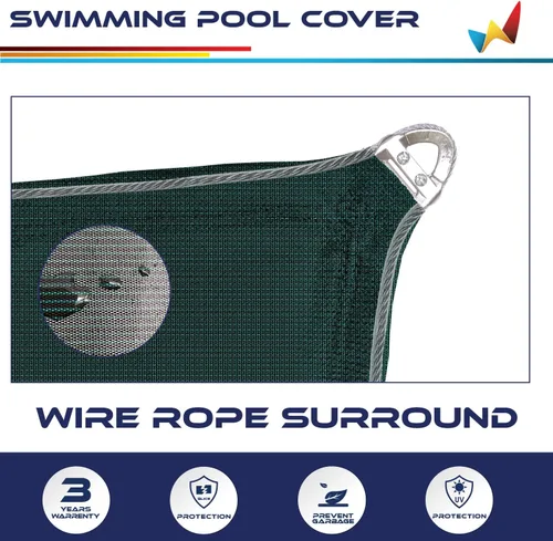 Miniatura 4 de Windscreen4less Cubierta de Piscina Enterrada Rectangular de 8'x8' de Malla de Seguridad de Invierno para Piscina con Cable de Alambre (Gris Claro)