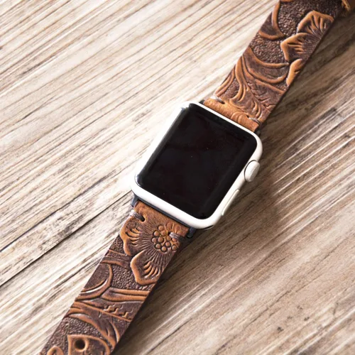 Miniatura 4 de Correas de reloj de cuero con nombre personalizado compatibles con Apple Watch de 1.575 pulgadas, 1.614 pulgadas, 1.496 pulgadas, 1.654 pulgadas