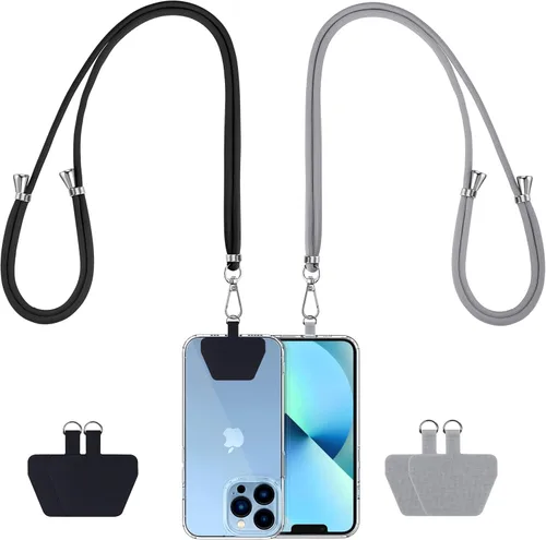 Miniatura 12 de CACOE Paquete de 2 cordones para teléfono, 1 correa ajustable para el cuello, 1 correa de muñeca, 2 almohadillas, cordones universales cruzados