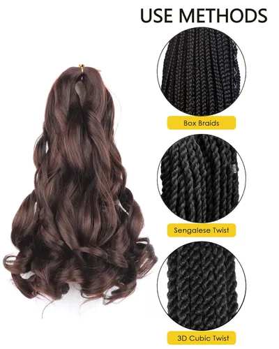 Miniatura 3 de Cabello rizado francés trenzado de 10 pulgadas, color 4, cabello rizado preestirado, 8 paquetes de trenzas de ganchillo de rizo francés para trenzas