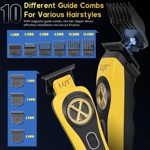 Miniatura 5 de Cortapelos profesionales recargables para hombres, juego de cortapelos inalámbrico de 9000 RPM con recortador, estuche y potente motor para cortar