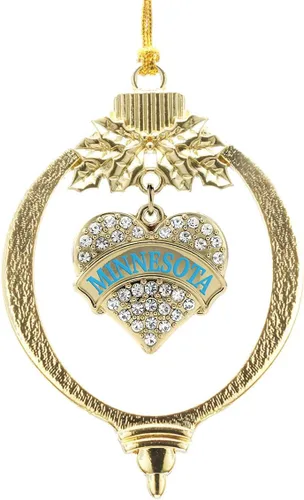 Miniatura 121 de Inspired Silver - Twin #1 - Adorno de Navidad dorado - Adorno de árbol de Navidad con dije de corazón con circonita cúbica - Decoración colgante