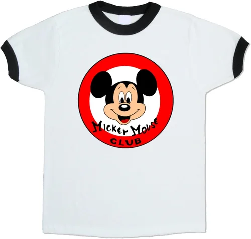 Camisa clásica de Mickey de estilo vintage Camisa decorada a mano Tallas de niño a adulto Camiseta unisex de manga corta Ringer blanca