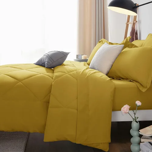 Miniatura 134 de CozyLux Juego de edredón tamaño King, color naranja quemado, toda la ropa de cama en una sola bolsa, 7 piezas: edredón, fundas de almohada
