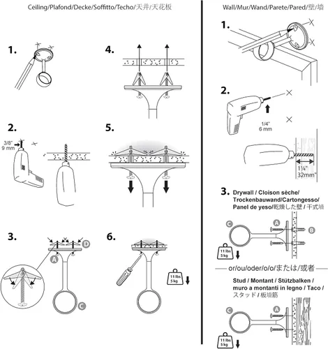 Miniatura 4 de Amazon Basics Juego de soportes para montaje en techo, paquete de 4, negro