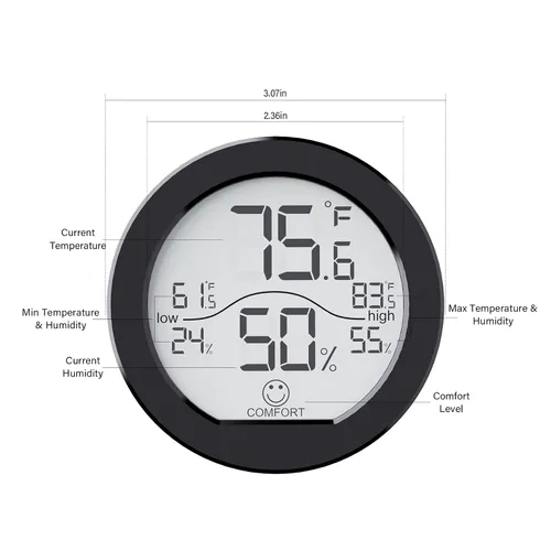 Miniatura 5 de SECRUI Higrómetro Termómetro para Temperatura de Habitación Medidor de Humedad Termómetro Interior Calibración de Precisión Sensor de Temperatura
