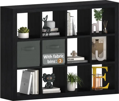 Miniatura 27 de furtble Estantería organizadora de almacenamiento de 8 cubos, moderna estantería abierta de madera, estante de exhibición multifuncional para sala