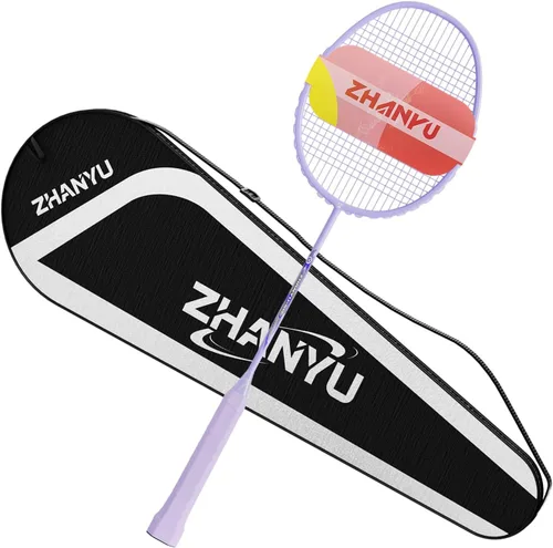 Miniatura 11 de Raqueta de bádminton, raquetas de bádminton, ofensivas y defensivas, ligeras de fibra de carbono de 2.65 oz de una sola pieza, moldeadas