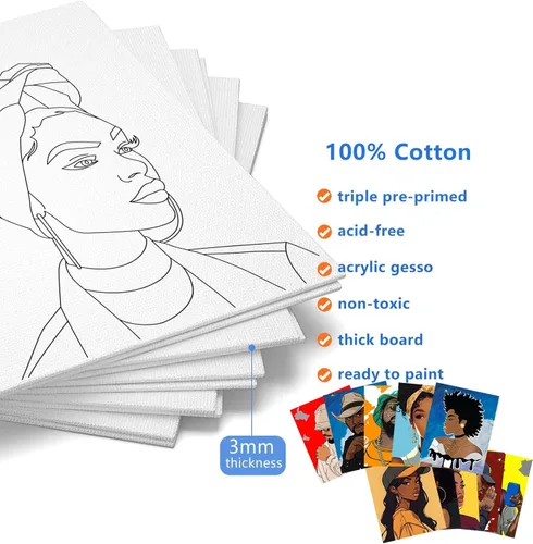 Miniatura 3 de Paquete de 10 tableros de lienzo predibujados para pintar para adultos, para recuerdos de fiesta de pintura, recuerdo de principiantes, pintura por