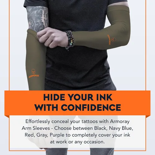 Miniatura 192 de ARMORAY - Mangas de brazo para hombres o mujeres; para cubrir tatuajes; de enfriamiento, para practicar deportes, básquetbol, golf, fútbol