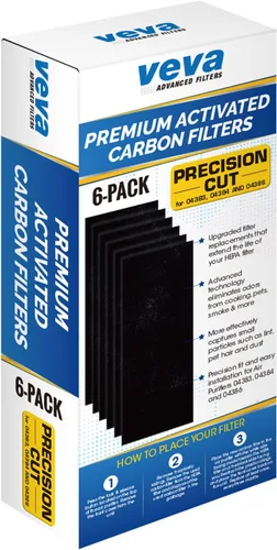 Miniatura 8 de VEVA Reemplazo de prefiltro compatible con purificador de aire Hamilton Beach 04383, 04384, 04386, paquete de 6 filtros de carbono eliminadores