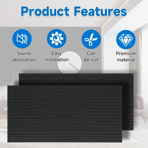 Miniatura 5 de Paneles acústicos grandes para pared, a prueba de sonido, paneles de amortiguación de sonido para decoración de pared y techos, 47.2 x 23.6 x 0.4