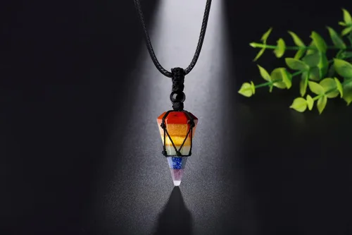 Miniatura 3 de XIANNVXI Collar con dije de piedra puntiaguda de cristal curativo, cuerda negra ajustable, piedra preciosa natural, joyería para hombres y mujeres
