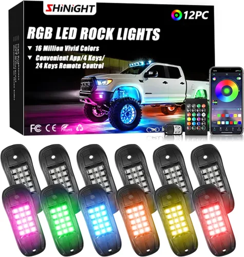 Miniatura 8 de SHINIGHT Luces LED de roca para camiones, kit de 6 cápsulas de luces para Jeep, kit de iluminación exterior con control de aplicación, modo