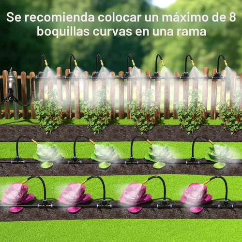 Miniatura 4 de Mixc Sistema de riego por goteo actualizado 2025, sin tubería de 1/4, solo 12 boquillas de cobre ajustables y conectores rápidos