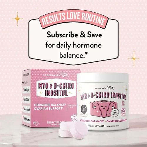 Miniatura 8 de Comprimidos masticables de inositol puro Legendairy Milk - Suplemento de mio-inositol y D-chiro para equilibrio hormonal y apoyo a la fertilidad