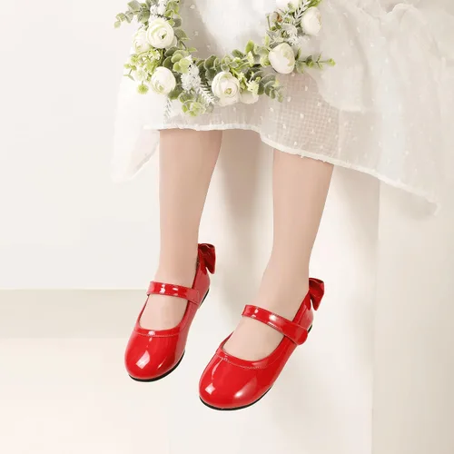 Miniatura 3 de PANDANINJIA Zapatos planos de ballet Mary Jane para niña pequeña, con lazo y flores, para boda, fiesta, bailarina