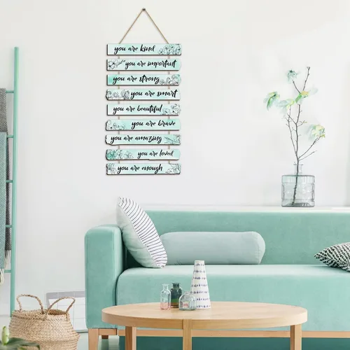 Miniatura 5 de Yookeer Un juego de 9 piezas inspiradoras florales de París para decoración de pared con afirmaciones You Are Loved Affirmations, arte de pared