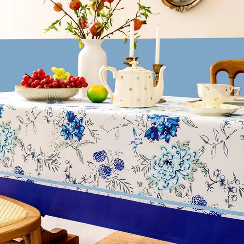 Miniatura 4 de EHouseHome - Mantel para interior y exterior, resistente al agua y a las manchas, de tela de poliéster, 52x70 pulgadas, rectangular, azul de China