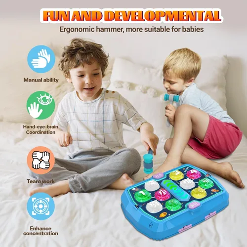 Miniatura 4 de Juego de Golpear Topos para Niños Pequeños, Juguetes para Niños y Niñas de 3 4 5 6 Años, Juguetes Interactivos de Golpeo para Edades 3-5, 3 Modos, 2