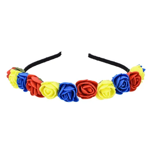 Miniatura 10 de Corona floral BOHO con diadema de rosas para el cabello (rojo oscuro)