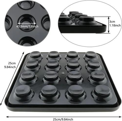 Miniatura 4 de Bandeja de billar estándar para 16 bolas, 16 agujeros, plástico negro, 25x25x3cm/9.84x9.84x1.18inch