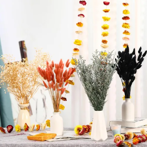 Miniatura 6 de Ramo de flores secas de aliento de bebé, 17 pulgadas, más de 2500 flores secas azules, ramas de gypsophila naturales para bodas, decoración de D-blue