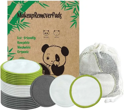 Miniatura 14 de Paquete de 28 almohadillas reutilizables para eliminar el maquillaje con bolsa de lavandería, lavables, suaves y cómodas, lavables de algodón