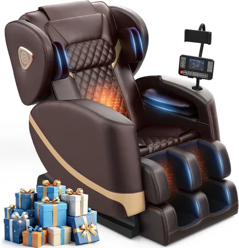 Miniatura 9 de FURNIMAT Silla de masaje de cuerpo completo, silla de masaje de gravedad cero con 10 rodillos fijos, bolsas de aire, calefacción, masaje de pies
