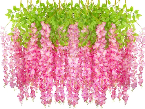 Miniatura 10 de AITISOR Paquete de 24 guirnaldas artificiales de vid de glicina falsa (3.75 pies), guirnalda colgante de flores de seda para decoración del hogar