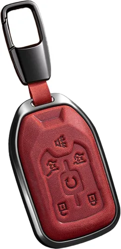 Miniatura 9 de Funda de cuero para llavero de automóvil Suburban Tahoe 2015 2016 2017 2018 2019 2020 Tahoe Suburban Yukon Smart Remote Key Shell (J-Negro)