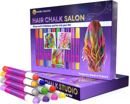 Desire Deluxe - Regalos para Niñas Tiza para Cabello 10 Bolígrafos Temporales No Tóxicos Fáciles de Lavar Tinte para Cabello de Colores