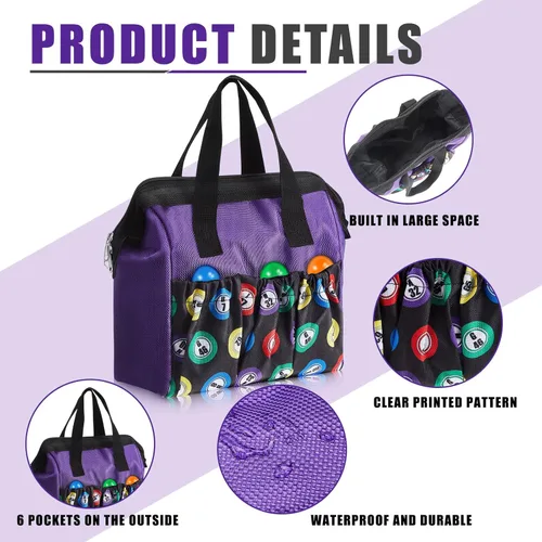 Miniatura 3 de Sweetude 2 piezas Bolsa de transporte para marcadores de bingo con asa y cremallera, bolsa de bingo con 6 bolsillos externos y 3 bolsillos internos