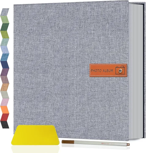 Miniatura 54 de Popotop Álbum de fotos grande autoadhesivo 4x6 5x7 8x10, álbum de recortes DIY, libro de fotos, regalos para mamá, familia, bebé y boda, con Azul