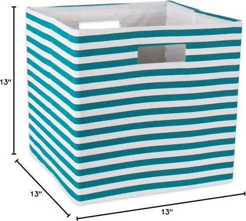 Miniatura 19 de DII Cubo de almacenamiento plegable de poliéster, a rayas, negro, grande