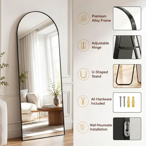 Miniatura 3 de Antok Espejo de Cuerpo Entero, Espejo de Piso de 58"x18" con Soporte, Espejos Montados Colgantes para Dormitorio, Sala de Estar, Vestidor, Comedor