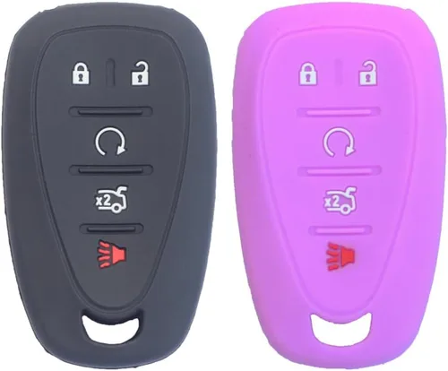 Miniatura 7 de 2 fundas de silicona de goma negra para llavero compatible con Chevrolet Chevy Camaro Cruze Malibu Traverse Blazer Trailblazer Equinox 2018 2019