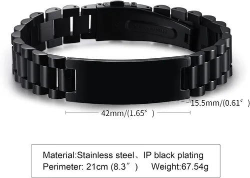 Miniatura 6 de VNOX Correa de reloj masculina de acero inoxidable, pulsera de eslabones personalizada, regalo de joyería para hombres, papá, padre, marido, novio