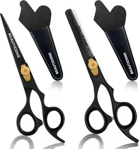 Miniatura 15 de Juego de tijeras de corte y adelgazamiento de cabello, tijeras de peluquería profesionales de 6.5 pulgadas para corte de pelo para hombres/mujeres