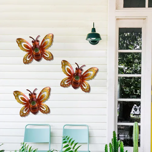 Miniatura 6 de Decoración de jardín, escultura de pared de abeja metálica, decoración de pared de abeja grande, decoración de jardín para colgar para patio