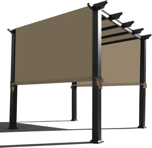 Miniatura 6 de Alion Home Toldo de repuesto universal impermeable con bolsillo para cortinero para pérgola (12 x 6.5 pies, gris)